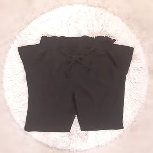 Soho Apparel Black Belted Paperbag Waist Pants